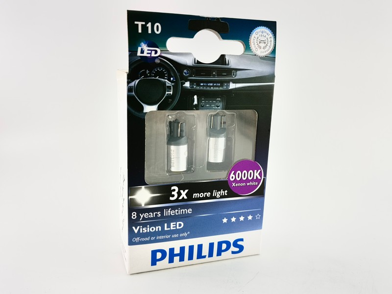 Светодиодная лампа Philips W5W 12V-1W LED 6000K Vision WBT10 (комплект  2шт.) 129346000KX2, 500 руб.