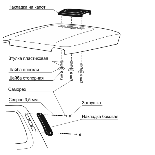 Накладка воздухозаборника ВАЗ Нива 2121 Aero-Effect, черная 0702